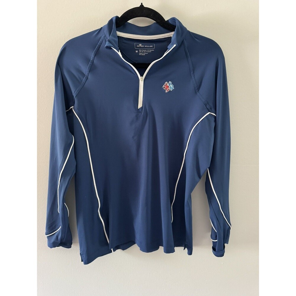 Peter Millar Navy UPF50 1/4 Zip Long Sleeve Top Jim Bean Logo size M